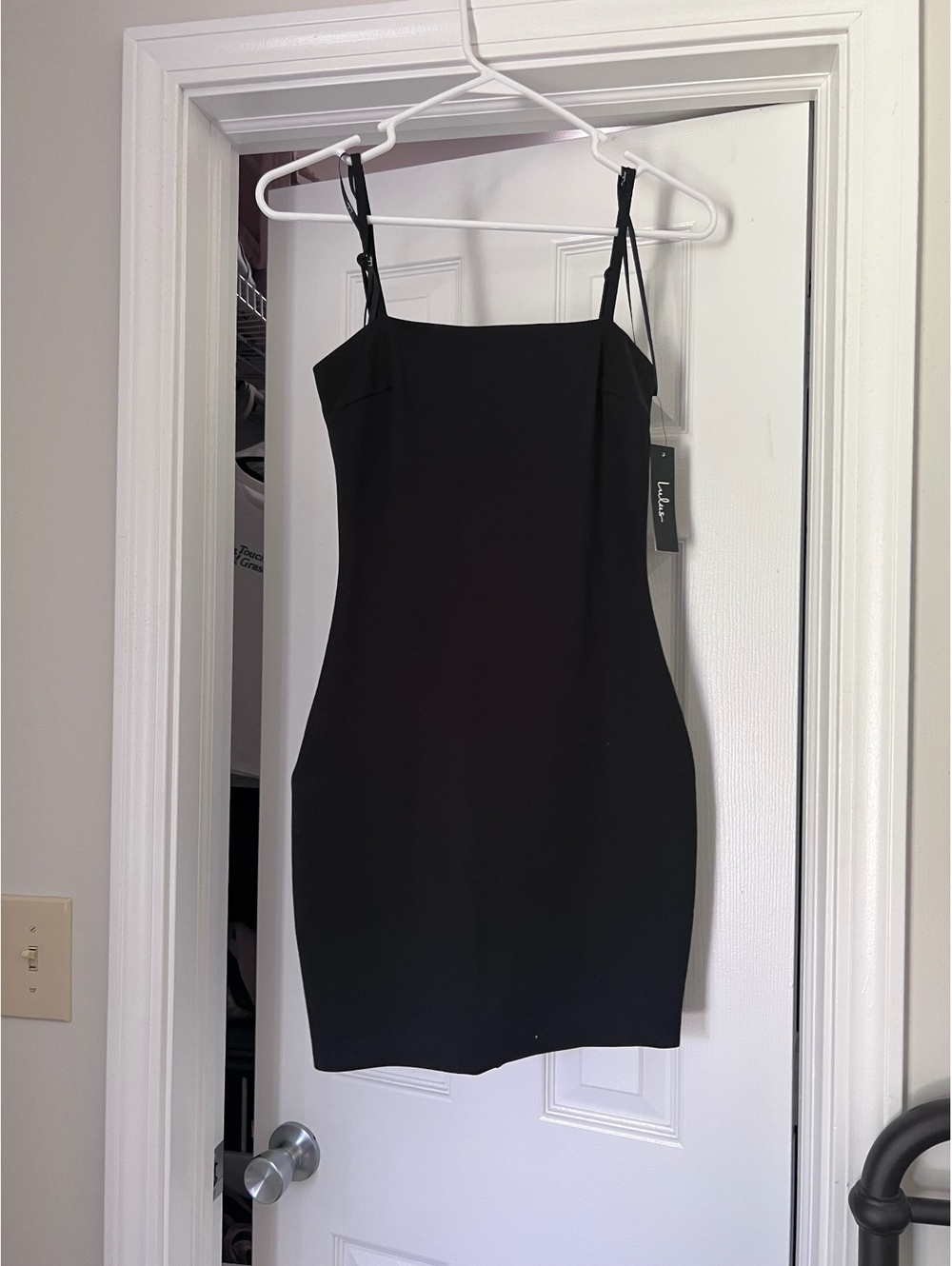Lulus Black Bodycon Mini Dress with Adjustable Straps and Back Zipper, Size XS